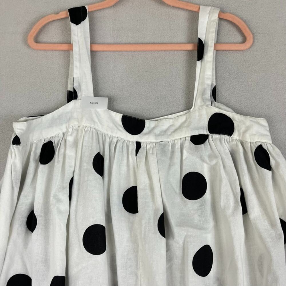 Asos Design Curve Maxi Dress US 14 Black & White Polka Dot Strappy Sleeve - Picture 12 of 12